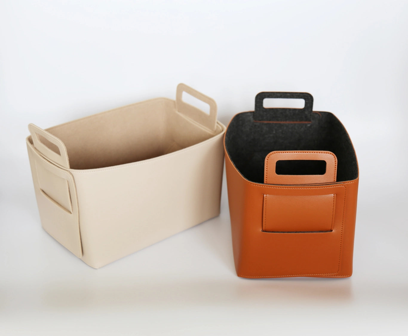 Haddington - Vegan Leather and Felt Storage Basket