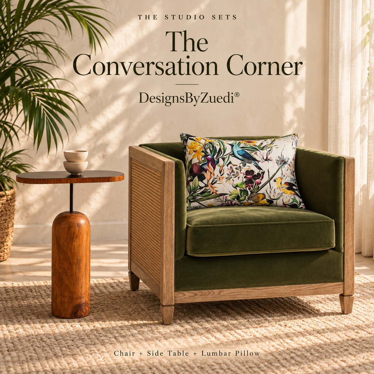 Olive Accent Chair & Side Table Set | Conversation Corner
