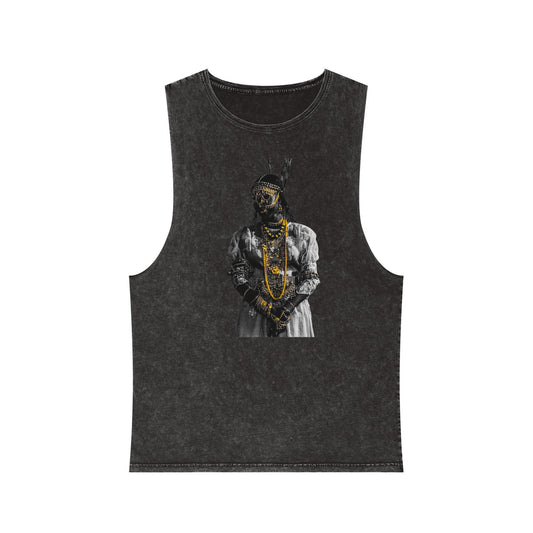 Unisex Stonewash Tank Top with ROOTED. REGAL. RESILIENT