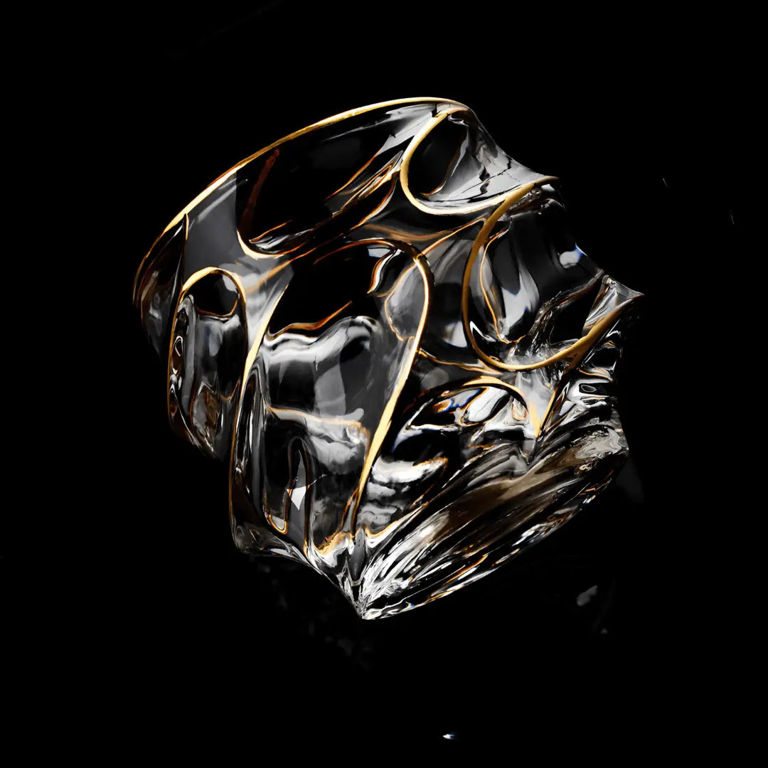 Quatre Bras -Set of 4 Gold Line Storm Japanese Crystal Whisky Glass