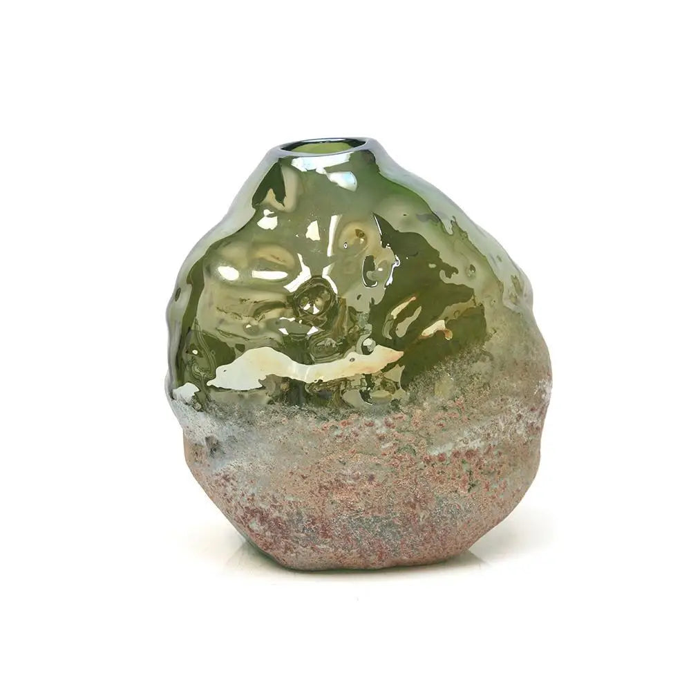 Quebec - 8.5" Tall - Magma Glass Vase, Cosmos Gold