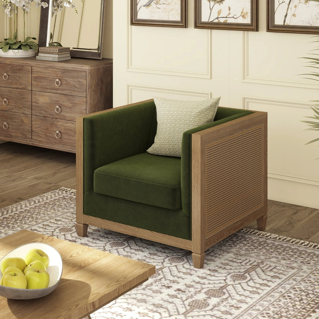 Georgia Cane Rattan Tuxedo Armchair - DesignsByZuedi