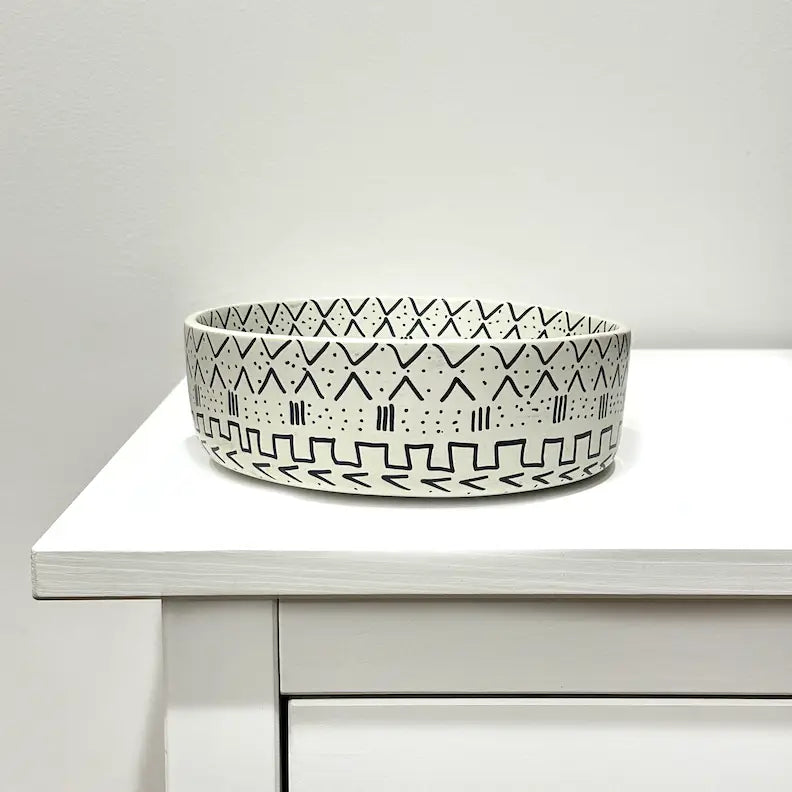 Denbigh - Mudcloth Soapstone Bowl - Ivory, 8"