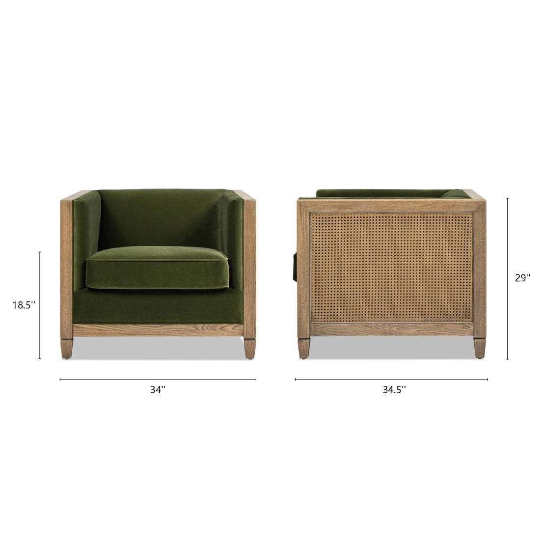 Georgia Cane Rattan Tuxedo Armchair - DesignsByZuedi