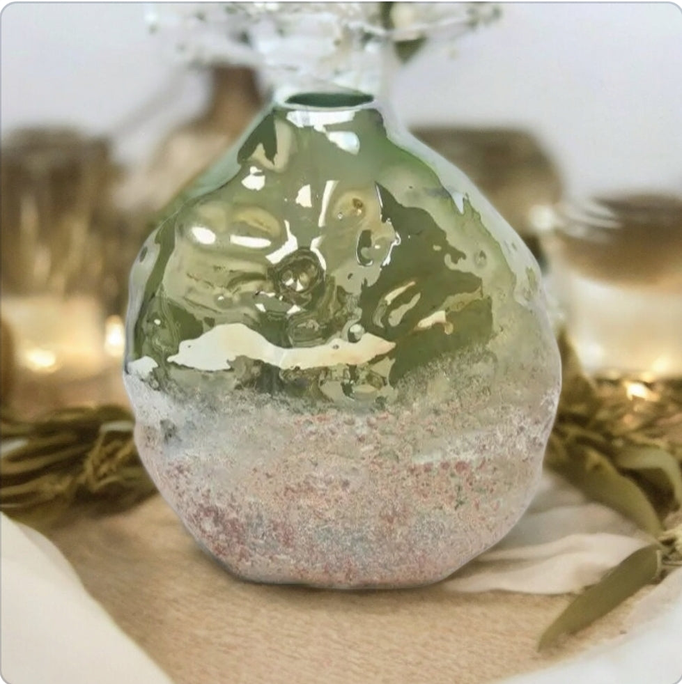 Quebec - 8.5" Tall - Magma Glass Vase, Cosmos Gold