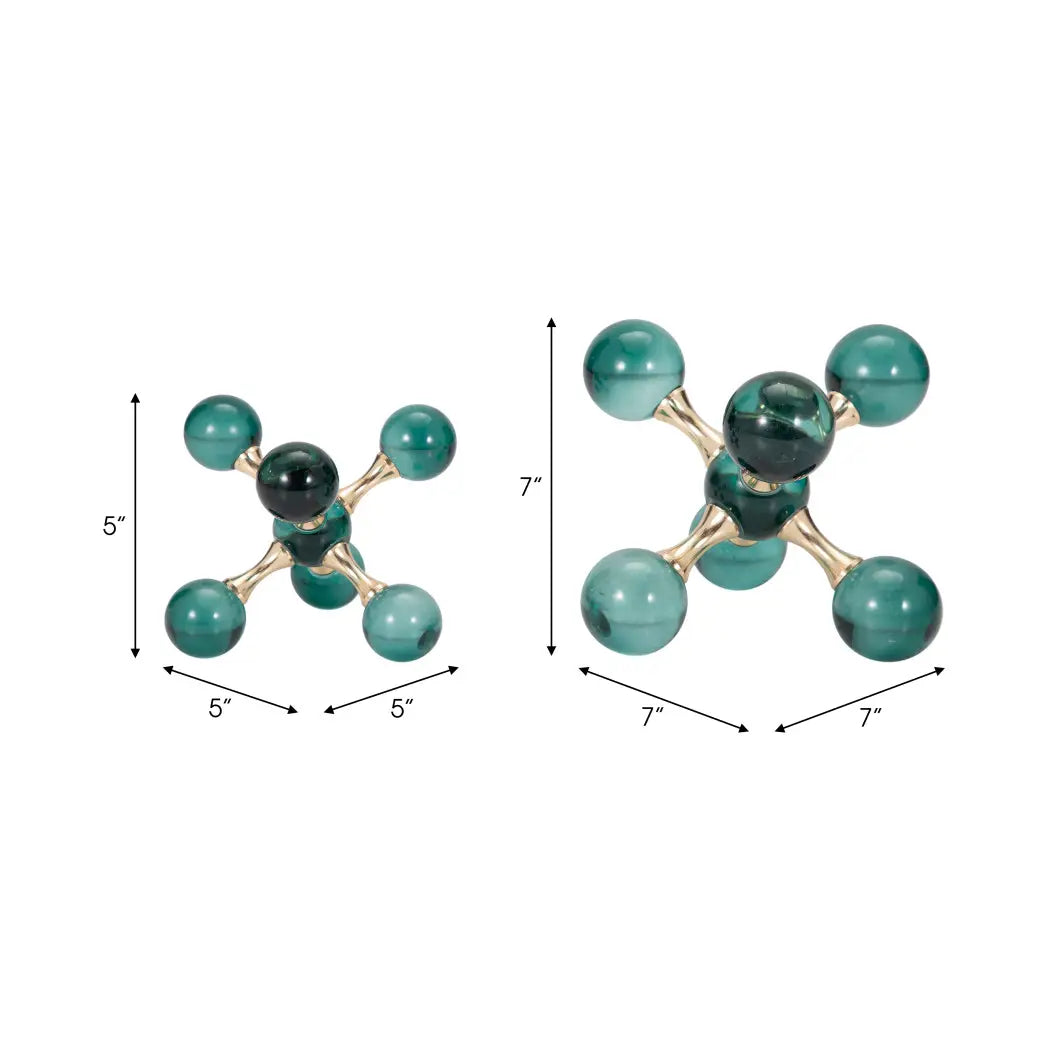 Green 7 in. Crystal/Metal Novelty Jack Bookends (Set of 2)