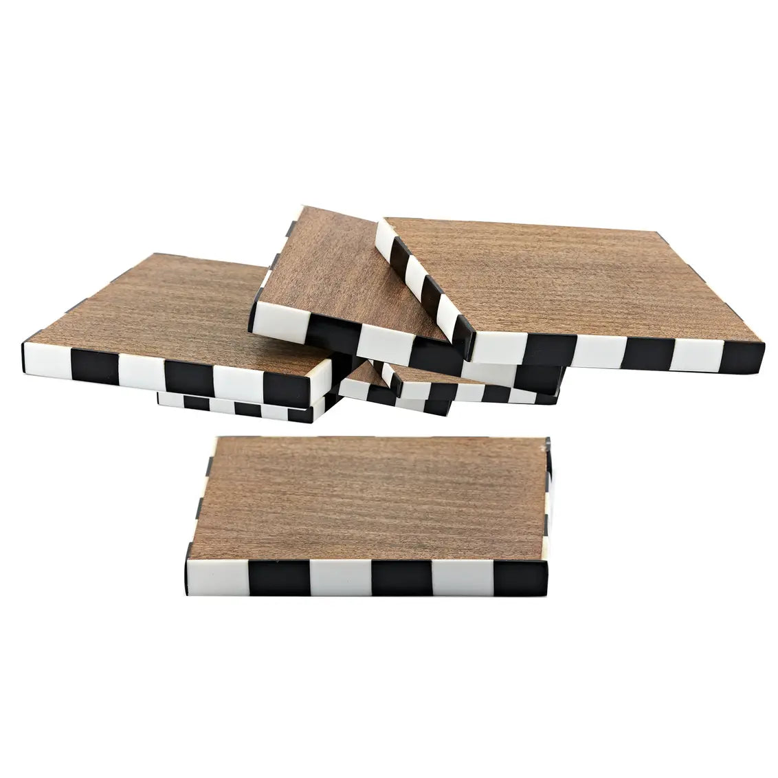 Fairburn- Set of Four Checker Wood Coasters