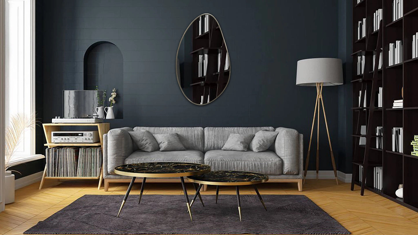 Hazel Grove - Asymmetrical Brass Mirror - Irregular Brass Frame Mirror