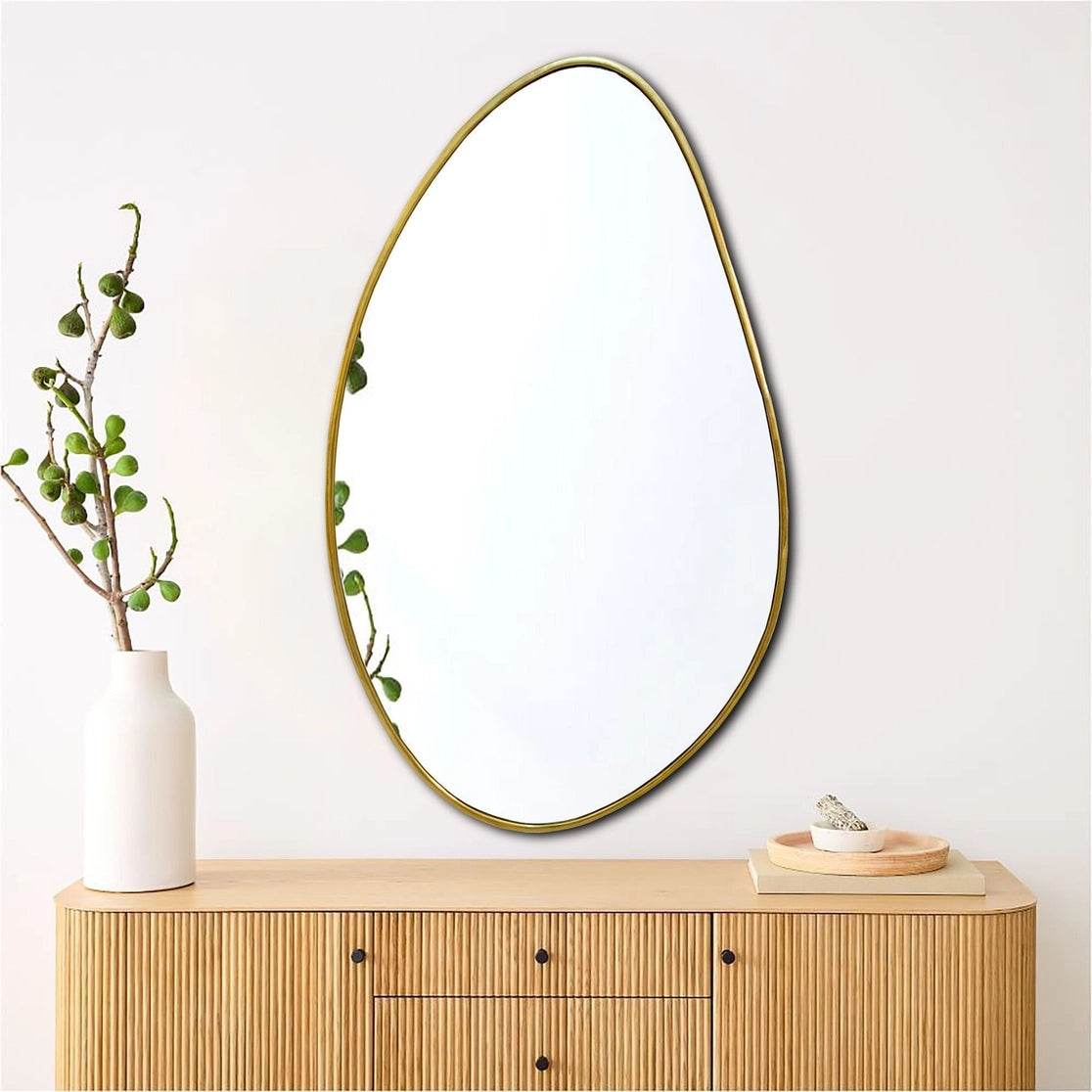 Hazel Grove - Asymmetrical Brass Mirror - Irregular Brass Frame Mirror