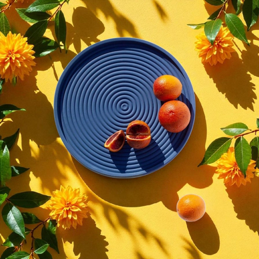 Elim - Concentric Serving Platter, Matte Cobalt
