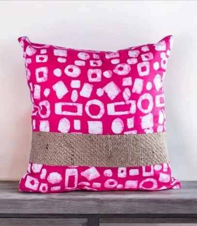 New Pera - Burlap and Batik Pillow