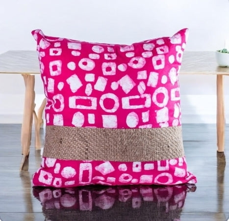 New Pera - Burlap and Batik Pillow