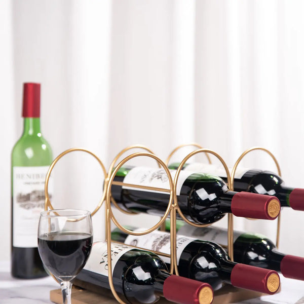 Jojo Fletcher Wooden Base Metal Gold Color Wine Rack