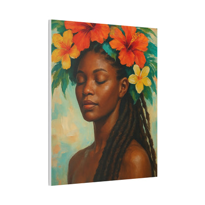 Pennycooke Girl 2 Portrait Canvas – Black Woman with Hibiscus Wall Art