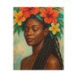 Pennycooke Girl 2 Portrait Canvas – Black Woman with Hibiscus Wall Art