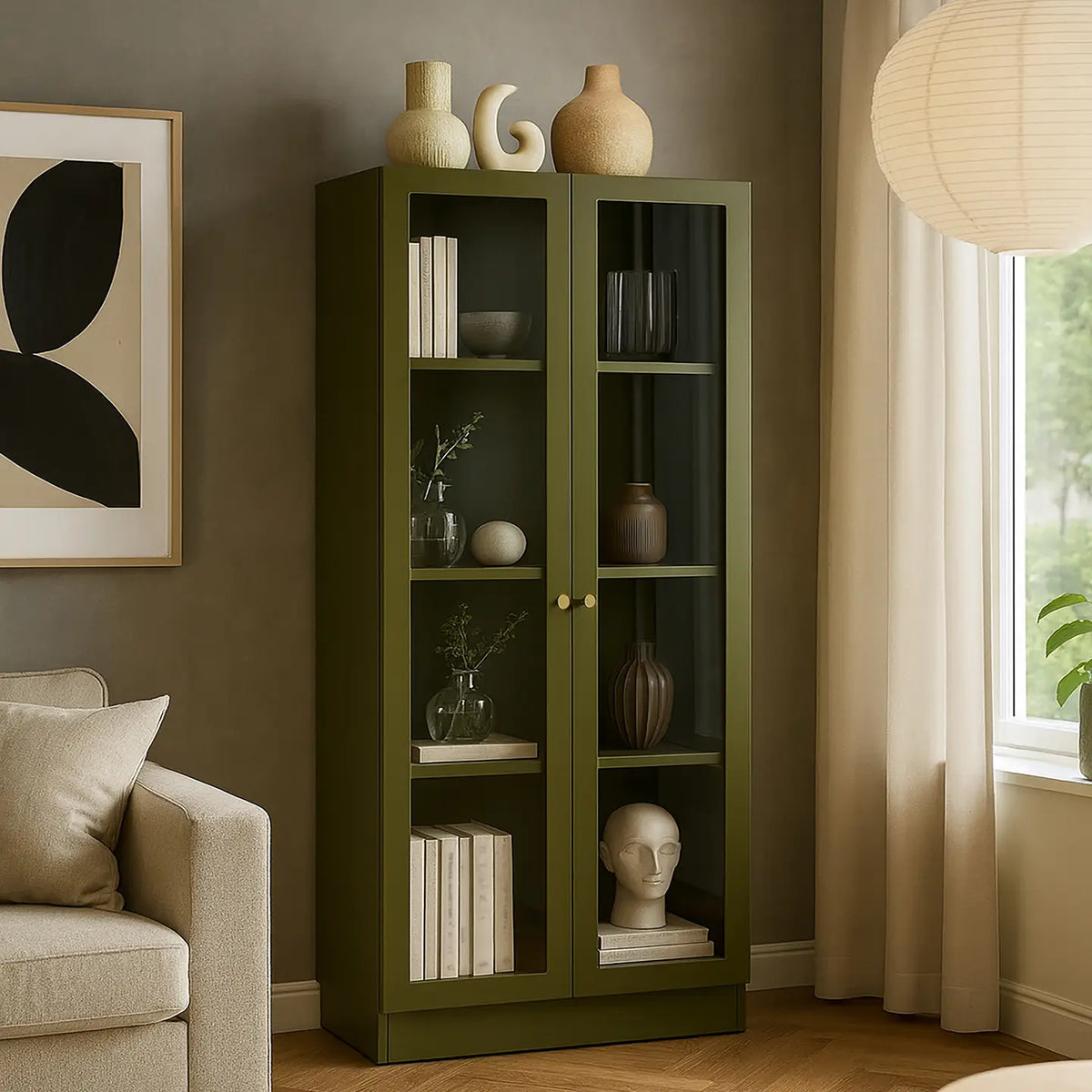 Midgeham - 59-inch French Door Metal Cabinet - DesignsByZuedi