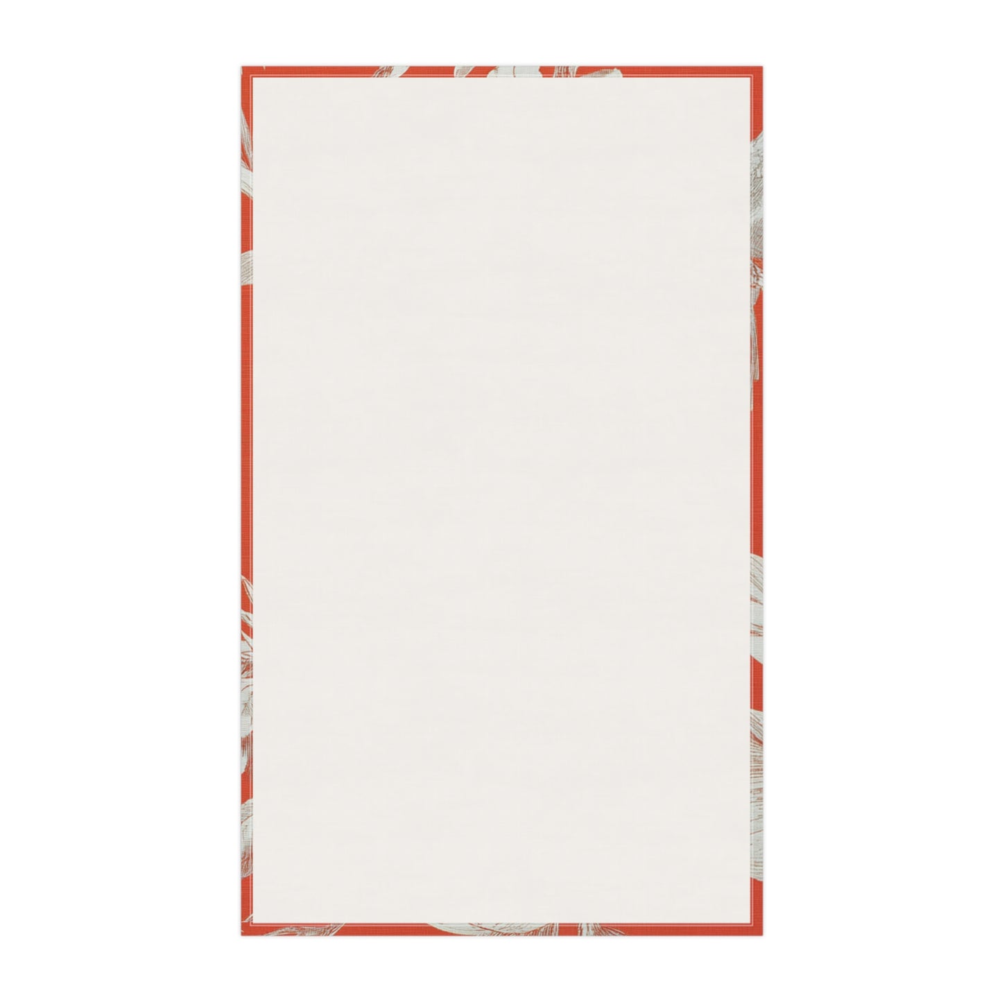 Tropical Botanical Tea Towel — Red Coral Palm Leaf Kitchen Linen