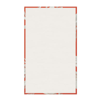 Tropical Botanical Tea Towel — Red Coral Palm Leaf Kitchen Linen