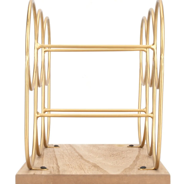 Jojo Fletcher Wooden Base Metal Gold Color Wine Rack