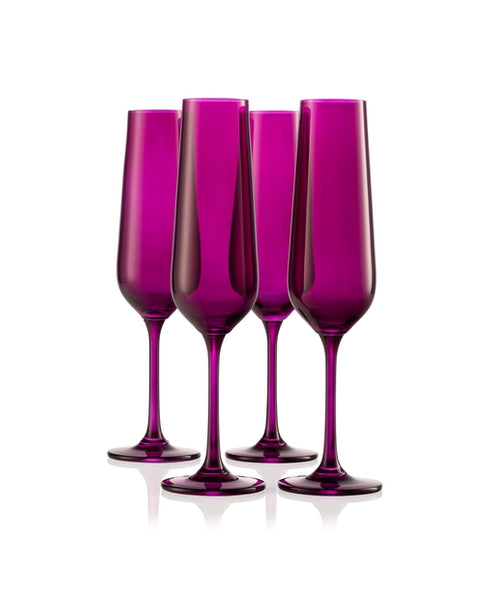 Katram Castle - Set of Four Colored Champagne Flutes