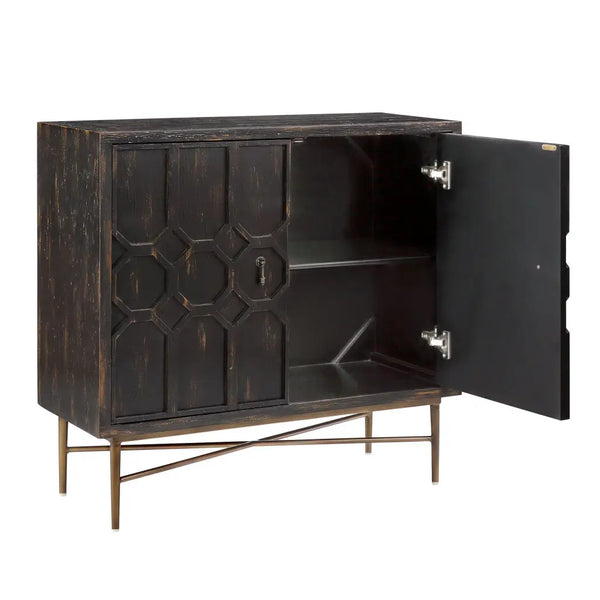 Darley - Distressed 2-Door Accent Chest Cabinet, Black