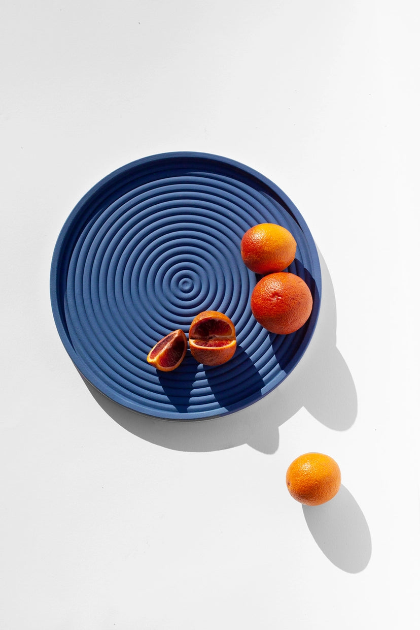 Elim - Concentric Serving Platter, Matte Cobalt