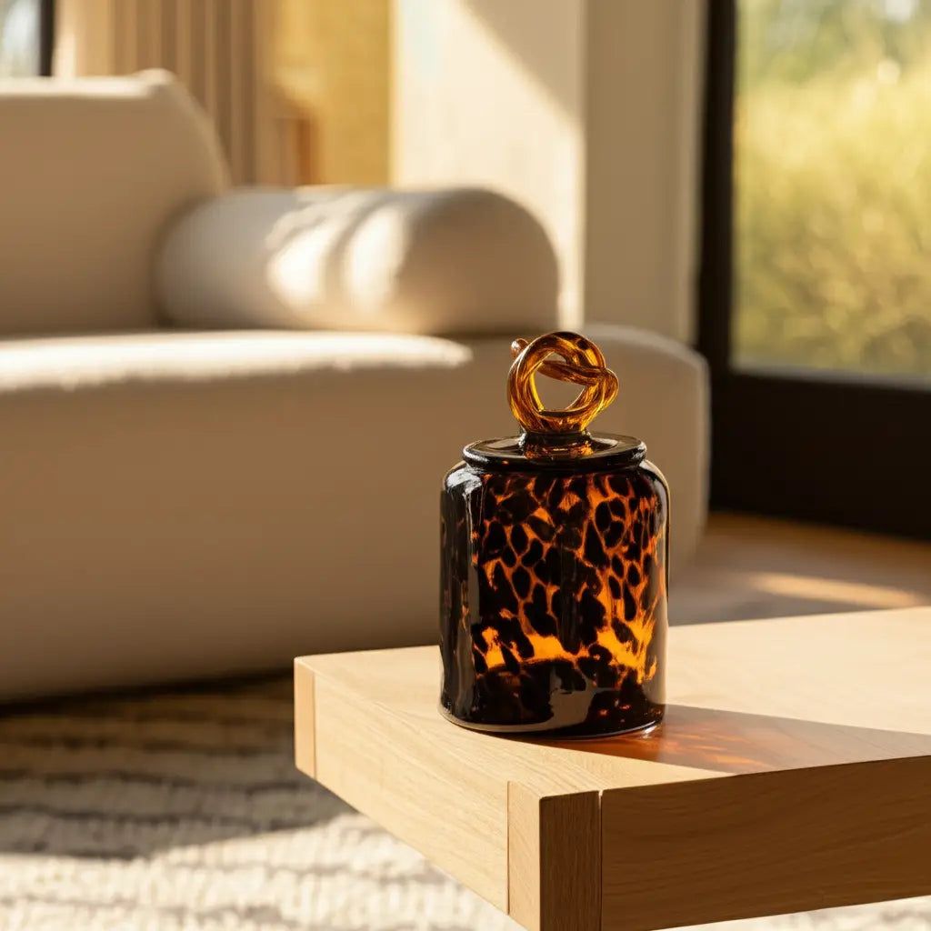 Naggo Head - Glass Modern Vase with Knot Lid Tortoise