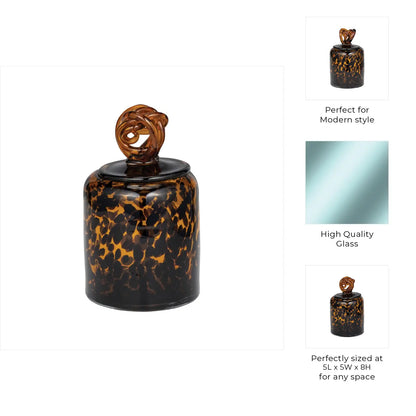 Naggo Head - Glass Modern Vase with Knot Lid Tortoise