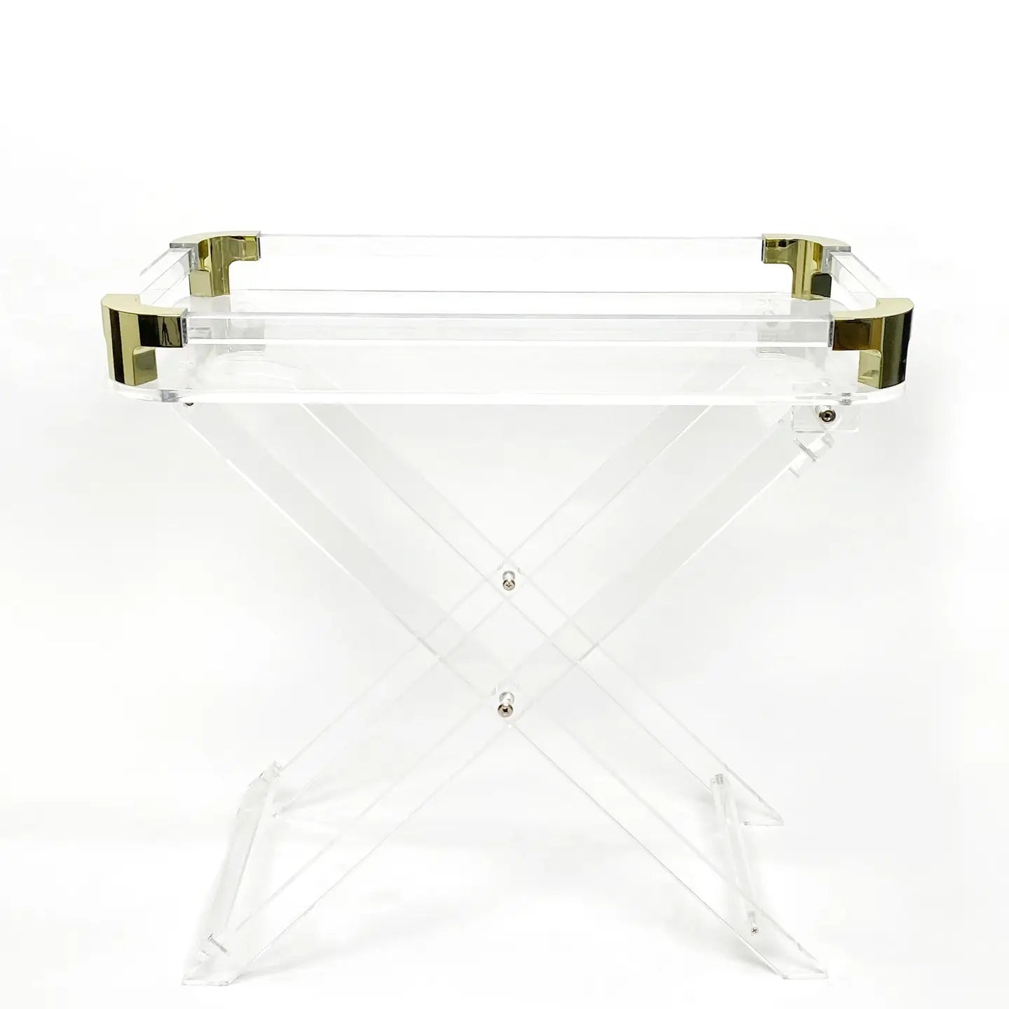Glibatore - Acrylic Foldable Tray Side Table with Gold Edges