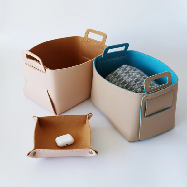 Haddington - Vegan Leather and Felt Storage Basket
