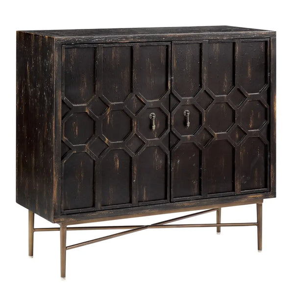 Darley - Distressed 2-Door Accent Chest Cabinet, Black