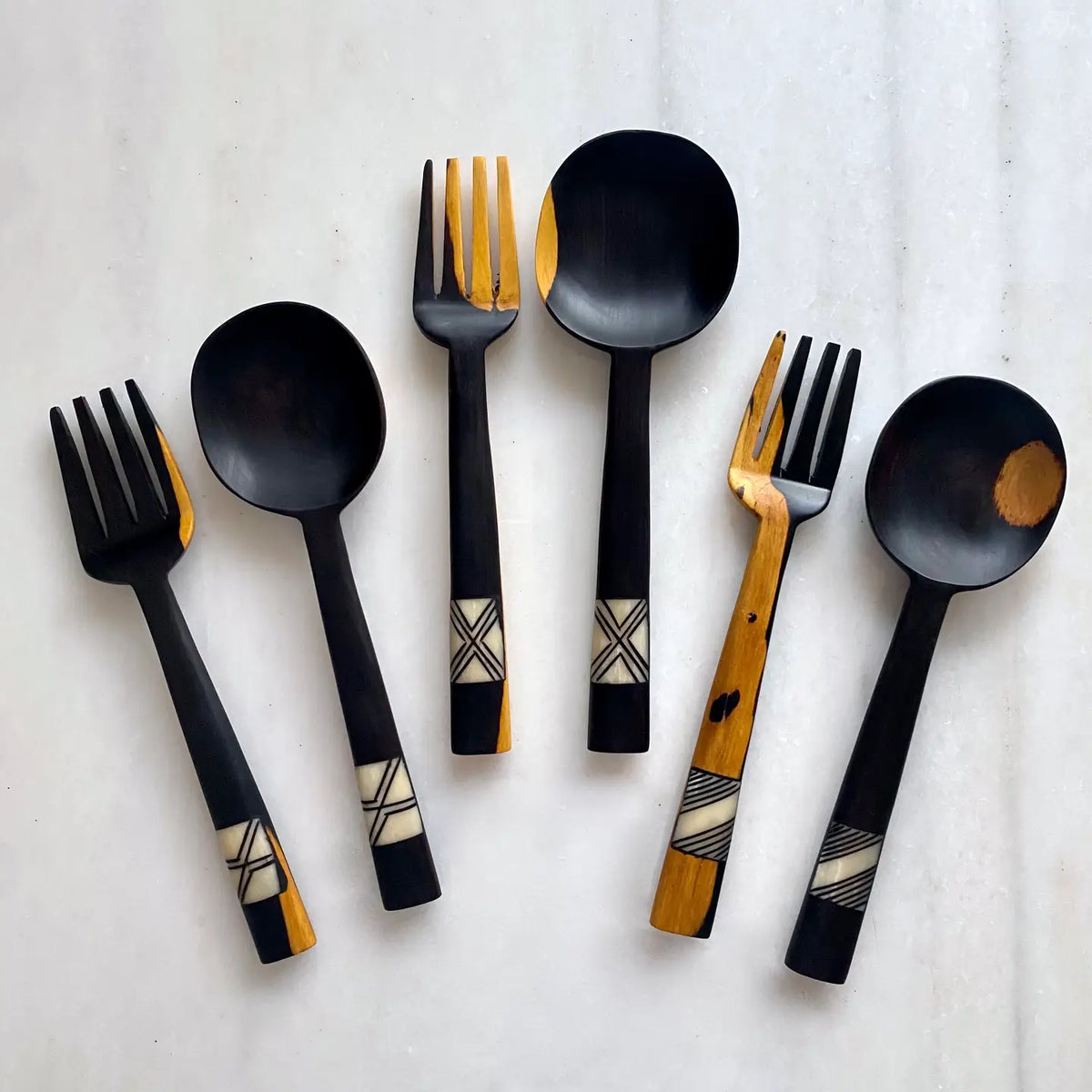 Leagon - Inlaid Hardwood Salad Servers - DesignsByZuedi