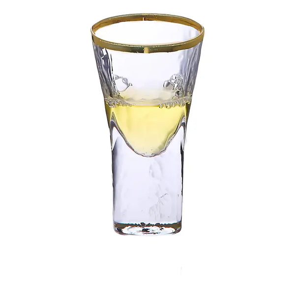 Beachams - Pebble Liquor Glasses with Gold Rim