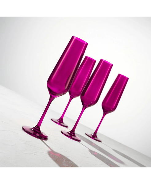 Katram Castle - Set of Four Colored Champagne Flutes