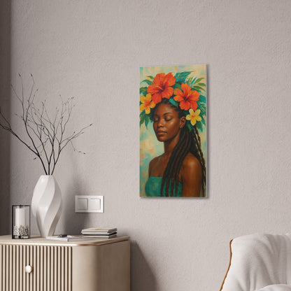 Pennycooke Girl 2 Portrait Canvas – Black Woman with Hibiscus Wall Art