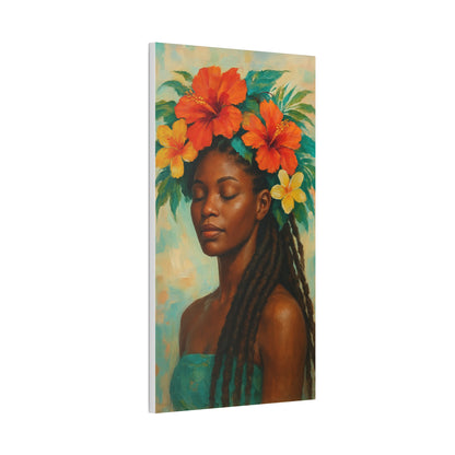 Pennycooke Girl 2 Portrait Canvas – Black Woman with Hibiscus Wall Art