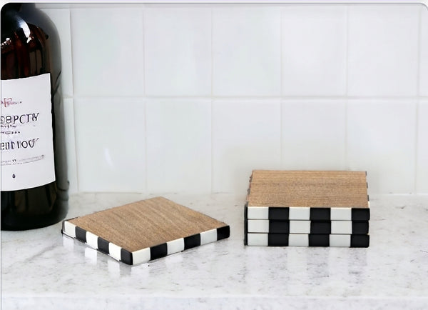 Fairburn- Set of Four Checker Wood Coasters