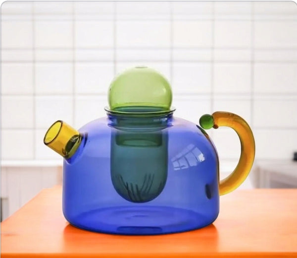 Queenhythe - Contrasting Color Heat Resistant Glass Teapot