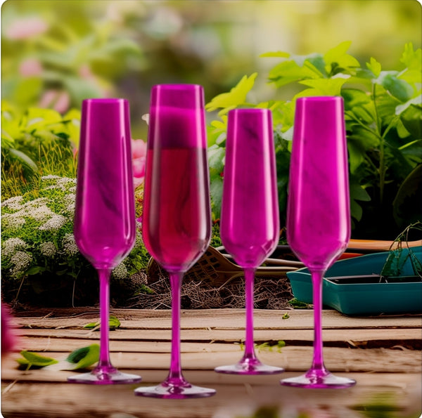 Katram Castle - Set of Four Colored Champagne Flutes