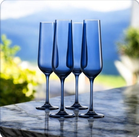 Katram Castle - Set of Four Colored Champagne Flutes