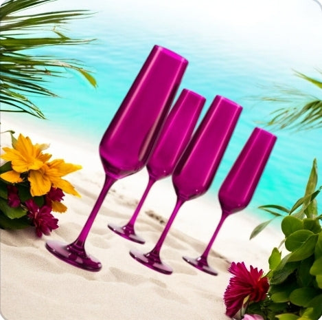 Katram Castle - Set of Four Colored Champagne Flutes