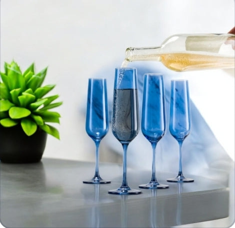 Katram Castle - Set of Four Colored Champagne Flutes