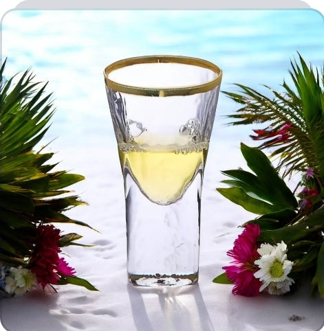 Beachams - Pebble Liquor Glasses with Gold Rim