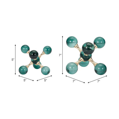 Green 7 in. Crystal/Metal Novelty Jack Bookends (Set of 2)