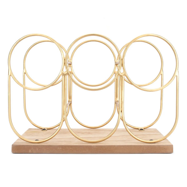 Jojo Fletcher Wooden Base Metal Gold Color Wine Rack