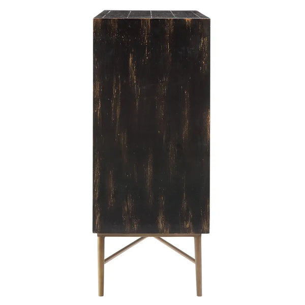 Darley - Distressed 2-Door Accent Chest Cabinet, Black