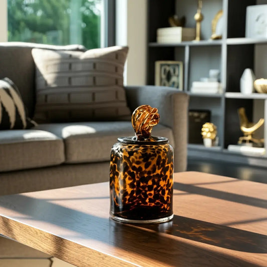 Naggo Head - Glass Modern Vase with Knot Lid Tortoise