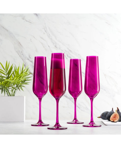 Katram Castle - Set of Four Colored Champagne Flutes