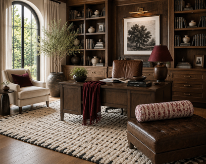 Black and white checkered Morroccan Rug