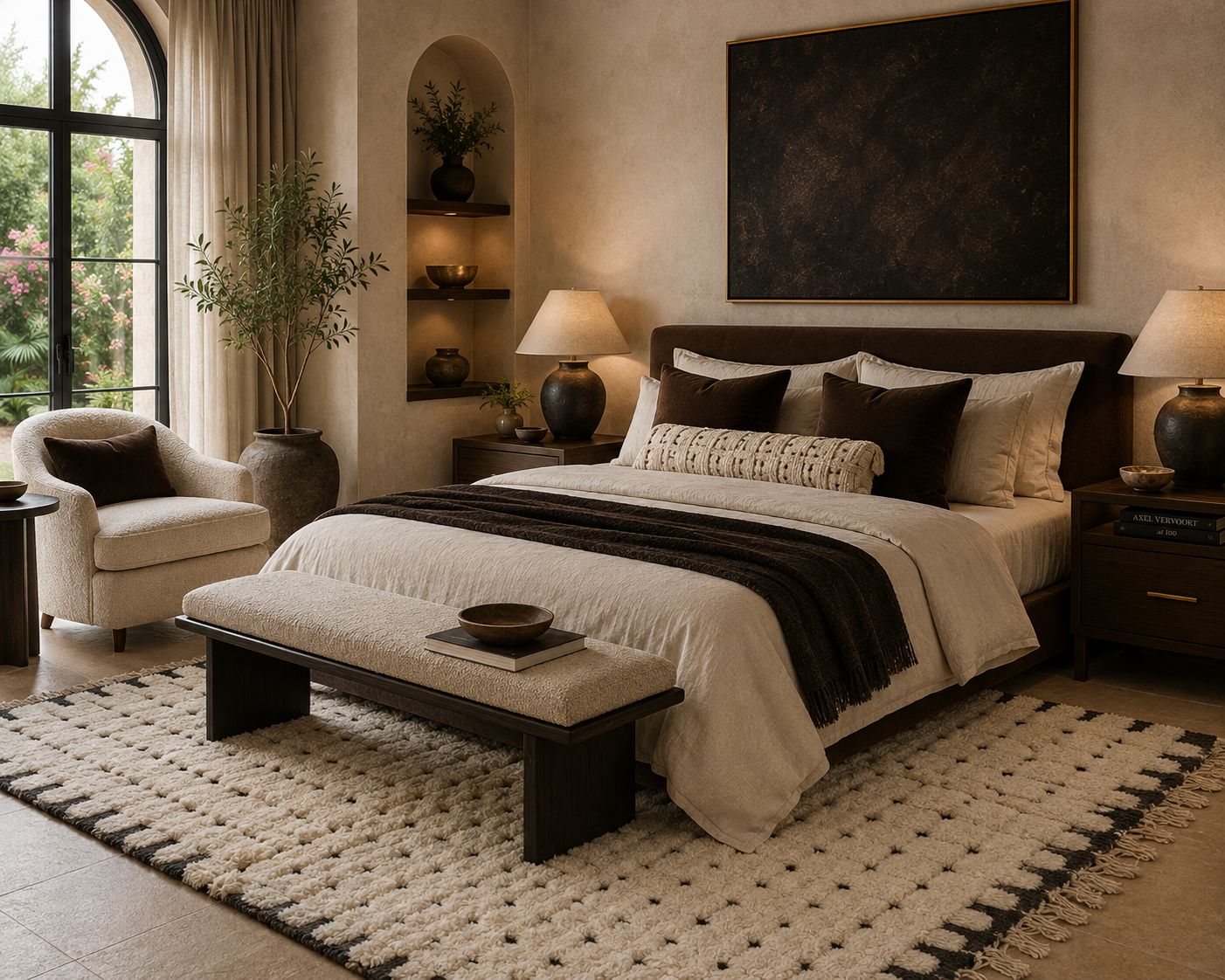 Black and white checkered Morroccan Rug